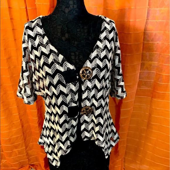 Top/other-Kaktus, swing flow zig zag thin artistic top, mesh, shark tail hem, M - Picture 3 of 17